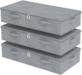 Underbed Fabric Storage Box with Lids,31.4x15.7x5.9in,Grey,3 Pack by Unknown