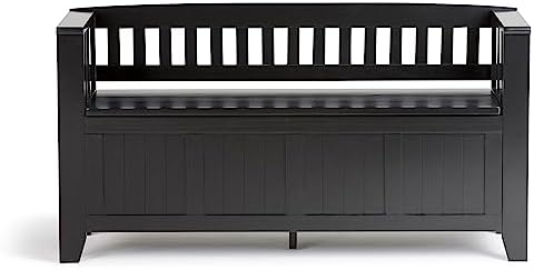 SIMPLIHOME Acadian 2-Seater Storage Bench and Cabinet Set in Black - Image 4