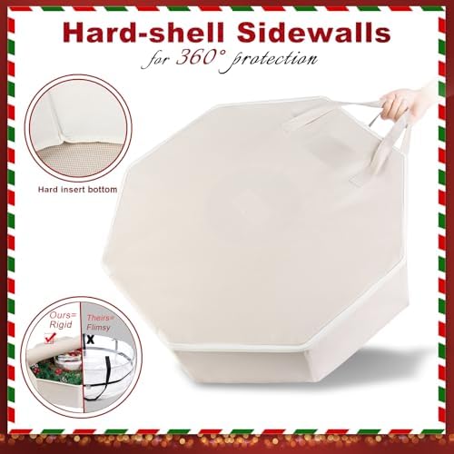 BrilliantJo Wreath Storage Christmas Garlands Bag with Interior Pockets Large Xmas Container Box for holiday Decorations Case with Zipper Handles Window Labeling Card Slot 24" Houndstooth - Image 6