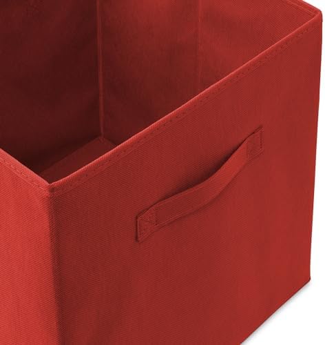 Casafield Set of 12 Collapsible Fabric Cube Storage Bins, Red - 13" Foldable Cloth Baskets for Shelves, Cubby Organizers & More - Image 3
