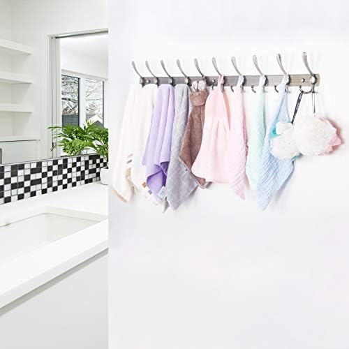 WEBI Coat Rack Wall Mount,37 5/8" Long Coat Hanger Wall,Coat Hooks Wall Mounted,16" Hole to Hole,10 Triple Hooks for Hanging Jacket,Clothes,Hats,Chromed - Image 6