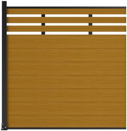 6x6 FT Wood Composite Privacy Fence Panel,Semi-Enclosed Outdoor AC Unit Cover,Trash Can Barrier | Weatherproof, Easy Installation, Durable Composite Fencing (Yellow Teak with 1 Post) - Image 2