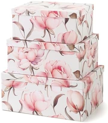 Soul & Lane - Peonies Paradise Decorative Storage Boxes with Lids, Set of 3 by SoulLane