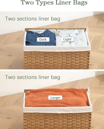 SETVSON Storage Basket with Lid, 2-Lid PE Rattan Storage Bin, Natural - Image 5