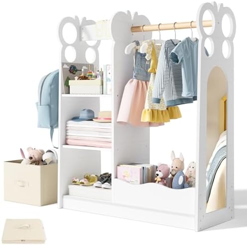 BlueWood Dress Up Storage Kids Wardrobe with Mirror, Toddler Costume Closet by BlueWood