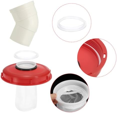 PATIKIL 45° IBC Lid Filter Cover 245mm Plastic Ton Barrel Cover with Washable Nylon Filter IBC Tote Hose Adapter IBC Tank Container for Rainwater Tank Rain Tank 1000L IBC Tank, Red White - Image 3