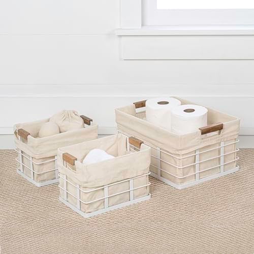 happimess Callan 3-Piece Industrial Wire Nesting Baskets 15", White - Image 2