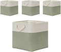 Temary Cube Storage Bins 13x13 Storage Cubes Basket for Gifts Empty, 4 Pack Large Storage Basket with Handles, Decorative Storage Baskets for Home (White&Green) by TEMARY