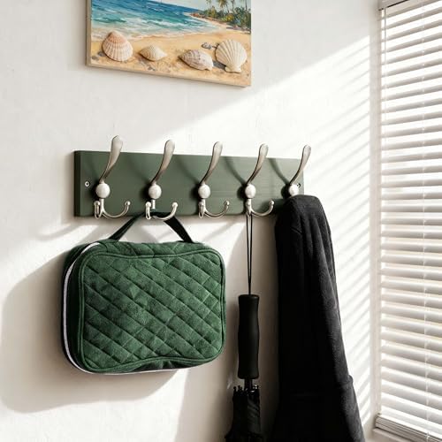 SKOLOO Creations Forest Green Solid Wood Wall Mounted Coat Rack, 5 Hooks, 16-7/8" Long - Kitchen, Mudroom, Entryway, Bathroom - Includes Mounting Hardware, Wall Coat Hanger, Towel Rack, Pack of 2 - Image 5