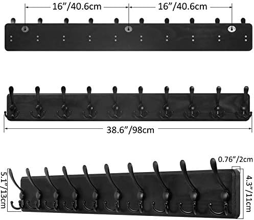 SKOLOO Rustic Large Wall Mounted Coat Rack-38.6" Long Coat Rack for Wall, Pine Solid Wood Coat Rack Hook, Farmhouse Coat Hanger Wall Mount for Hanging Jacket Coat Hat, Pack of 2 - Image 5