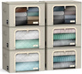 Sorbus Clothes Storage Bins with Metal Frame, Clear Window (6 Pack, Beige) by Sorbus