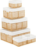 Vagusicc Wicker Storage Basket, 6 Pack Baskets for Organizing, Wicker Baskets with Handle, Rectangular Woven Basket for Storage Shelves, Cube Storage Bins for Closet/Clothes/Dresser, Natural by Vagusicc