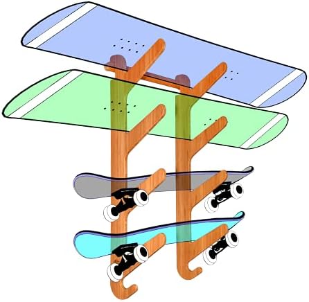 Grassracks Bamboo & Birch Snowboard Rack and Skateboard Rack - Moloka`i Series Snowboard Wall Mount by Grassracks