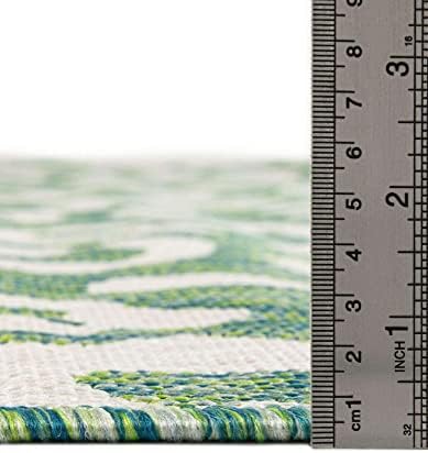 Unique Loom Outdoor Safari Collection Area Rug - Leopard (4' 1" x 6' 1" Rectangle, Green Blue/ Ivory) - Image 5