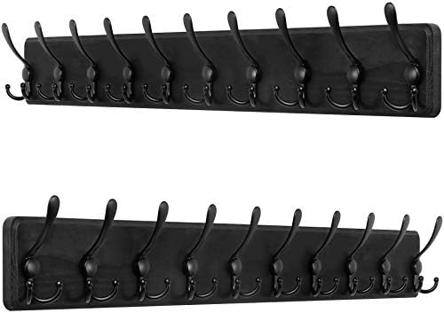 SKOLOO Rustic Large Wall Mounted Coat Rack-38.6" Long Coat Rack for Wall, Pine Solid Wood Coat Rack Hook, Farmhouse Coat Hanger Wall Mount for Hanging Jacket Coat Hat, Pack of 2 by SKOLOO