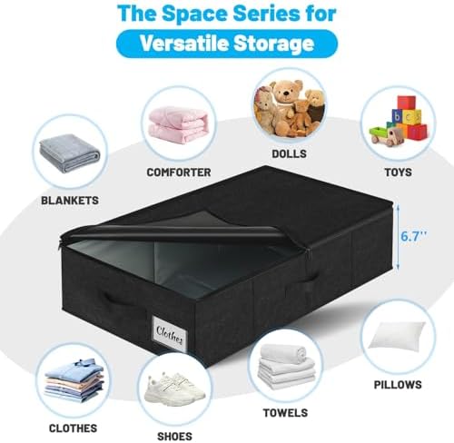 Under Bed Storage Container Bin 3 Pack, Low Profile Foldable Underbed Clothes Storage Organizer W/ Ultra Thick Fabric and Sturdy Bottom/Sides, Dual Zipper Storage Box for Dorm and Home 30x16x6.7" - Image 2