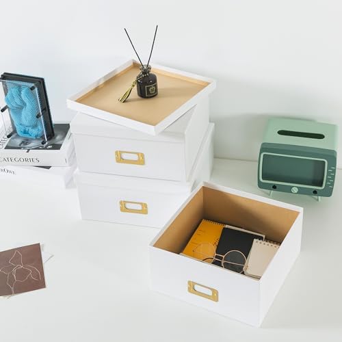 Soul & Lane - White and Gold Decorative Storage Boxes with Lids, Set of 3 - Image 7