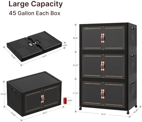 852QT Extra Large Stackable Storage Bins with Lids & Wheels & Door, - Image 2