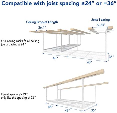 FLEXIMOUNTS 3x8 Overhead Garage Ceiling Storage Rack, 2 Pack, White - Image 3