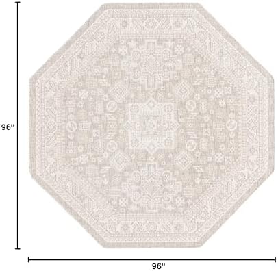 Rugs.com - Outdoor Aztec Rug – 8 Ft Octagon Light Gray Washable Outdoor Rug – Ideal for Patios, Decks, and Porches - Image 2