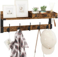 Homode Coat Rack with Shelf, Wall Shelf with Hooks, Rustic Brown Black by Homode