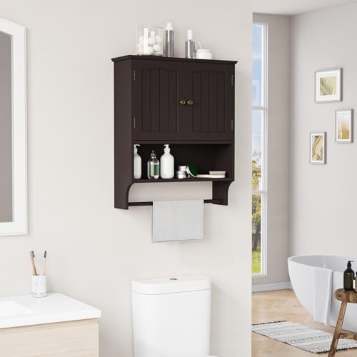 Bathroom Cabinet, Bathroom Wall Cabinet with 2 Doors and Adjustable Shelf, Wooden Medicine Cabinets Wall Mount, Over the Toilet Storage - Image 2