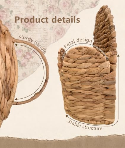 2Pcs Scalloped Wall Baskets, Handwoven Water Hyacinth Hanging Storage, Boho Farmhouse Wall Decor - Image 4