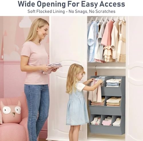 Hanging Closet Organizer Extra Large, Clothes Hanging Shelves for Closet with Divider, Collapsible Closet Storage System, Fabric Storage Bins for Home, Dorm, Rv, Sweaters, Handbags, Underwear, Sock - Image 6