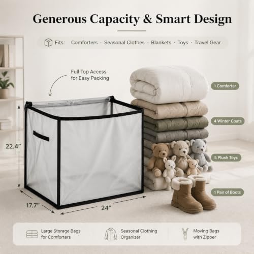 2-Pack Frosted PVC Storage Bags, 24"L x 18"W x 22"H - Image 2