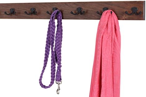 Solid Cherry Wall Mounted Coat Rack - Oil Rubbed Bronze Double Style Coat Hooks - Made in the USA (Mahogany, 30.5" x 3.5" with 6 Hooks) - Image 2