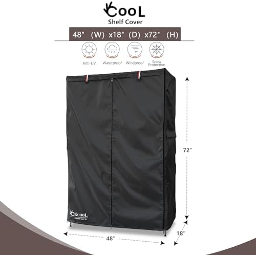 okcool Waterproof Shelf Cover,600D Heavy Duty Wire Shelving Unit Cover,Shelf Display Rack Protector Cover with Zipper,One Side See Through Panel.(Black,Fits 48" Wx18 Dx72 H Shelves) - Image 3