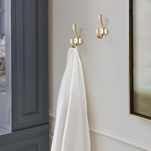 CHIVS (5 Pack Coat and Hat Wall Hooks Double Hooks for Hanging ，Champagne Bronze Towel Hooks，Wall Mount ，Hanger Backpack, Purse, Bag, Towel Organization Decorative Wall Hooks - Image 4