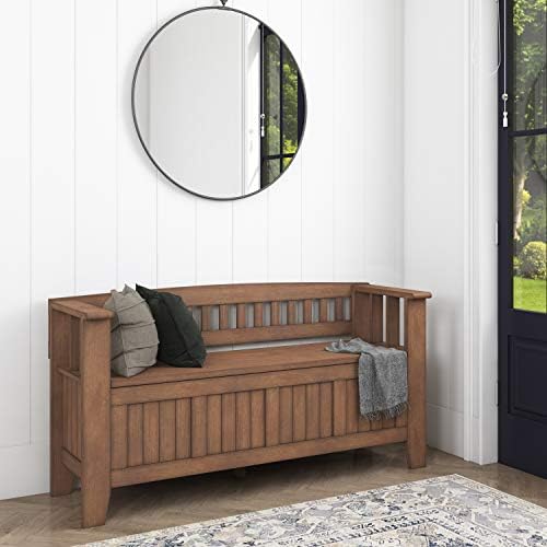 SIMPLIHOME Acadian SOLID WOOD 48 Inch Wide Transitional Entryway Storage Bench in Rustic Natural Aged Brown, For the Living Room, Entryway and Family Room - Image 2
