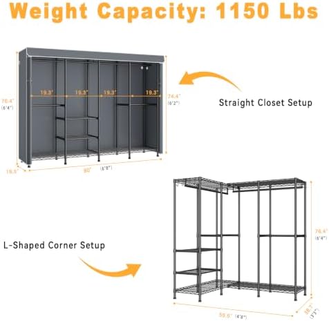 ULIFHOME H41C Clothes Rack with Cover, Covered Clothing Rack Heavy Duty - Image 4
