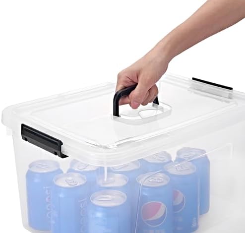 19 Quart Plastic Storage Bins with Lids, 6-Pack Stackable Clear Storage Organizing Box with Handle - Image 4