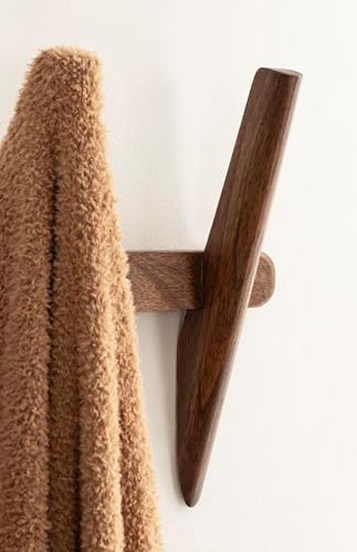Kate and Laurel Eland Modern Five-Hook Wall Hanging Coat Rack; 30 x 4 x 12; Walnut Brown; Decorative Wood Coat Rack Wall Mount for Use as Entryway Storage or Mudroom Hooks - Image 5