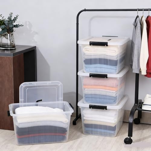 Zopnny 25-Qt Clear Plastic Storage Bin with Lid and Handles, 4-Pack - Image 5