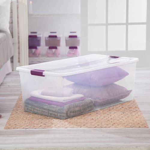 Sterilite 4-Pack 110 Quart ClearView Latch Box, Stackable Organizer Bins with Latching Lids - Clear Plastic Organization Containers for Closet, Bedroom, Shelving Units and Everyday Home Storage - Image 4
