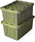 HOMZ Durabilt Plastic Storage Bins with Lids, 27 Gal, Green Camo, 2 Pack by Homz