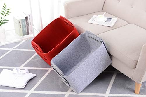 Storage Basket Felt Storage Bin Collapsible& Convenient Box Organizer with Carry Handles for Office Bedroom Closet Babies Nursery Toys Laundry (Light grey, 17.9inch（L）×12.2inch（W）×11.6inch（H）) - Image 5