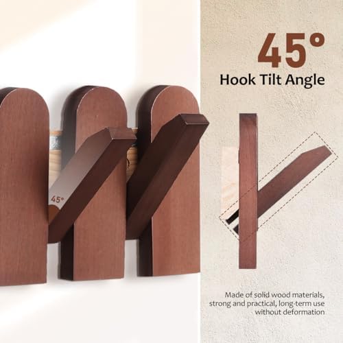 Cabilock Solid Wood Piano Key Wall Hooks 16.73 Inch Multi-Functional Coat Rack for Entryway Hats Bags Wall Mounted Organizer - Image 7