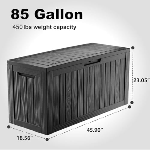 Vixzen 85 Gallon Deck Boxes Outdoor Waterproof, Lockable Outdoor Storage Box for Patio Cushions Storage Furniture,Garden Tools, Pool Supplies, Weatherproof and UV Resistant (Black, 85 Gallon - Image 2