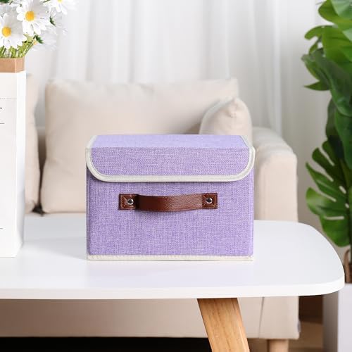 ANMINY Fabric Storage Box Bins with Lids, Purple, 10"x8"x7", 4 Pack - Image 6