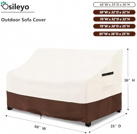Outdoor Couch Cover,100% Waterproof 2-Seater Outdoor Loveseat/Bench Cover,Patio Furniture Covers,66" Wx 35" Dx 36" H,Beige&Brown - Image 2