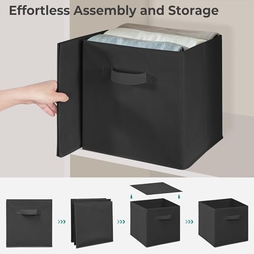 Storage Bins, 11 Inch Fabric Storage Cubes, Collapsible Cube Storage Box, Fabric Closet Organizers with Handle for Home, Office, Cabinet, Closets, Bedroom, Living Room, Black, 40 Set - Image 7