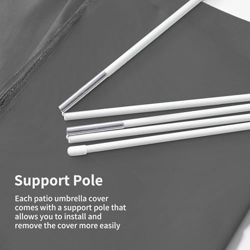 Cantilever Patio Umbrella Cover with Zipper and Pole, Grey - Image 5