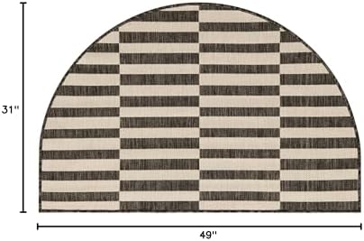Unique Loom Outdoor Striped Collection Area Rug - Striped (2' 7" x 4' 1" Hearth Charcoal/Ivory) - Image 2