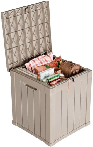 Vixzen 50 Gallon Deck Boxes Outdoor Waterproof, Resin Lockable Storage Box for Patio Cushions Storage Furniture, Garden Tools, Pool Supplies, Weatherproof and UV Resistant (Grey, 50 Gallon) by Vixzen