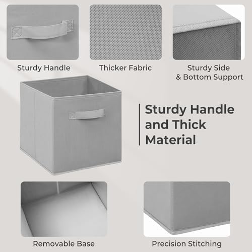 Easi 11 inch Cube Storage Bins, 12 Storage Cube Organizer, Collapsible Fabric storage cubes with Handles, Closet Storage Basket For Organization, Shelf Basket For Shelves Clothes Books, Gray - Image 5