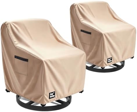 Patio Chair Covers 2 Pack,33Wx35Dx36H inches Outdoor Chair Covers,100% Waterproof Heavy Duty Outdoor Furniture Covers Waterproof,Light Brown Minimalism Style Patio Furniture Cover by FinibokoFurnitureCovers
